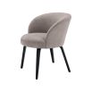 A divine dining chair by Eichholtz with a grey upholstery, curved back and black tapered legs 