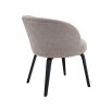 A divine dining chair by Eichholtz with a grey upholstery, curved back and black tapered legs 