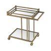 Glamorous, art-deco inspired drinks trolley with brushed brass and mirror glass features