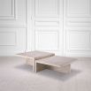 Elegant and glamorous low coffee table in travertine finish