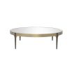 A chic, Mid-Century Modern coffee table with a beautiful brushed brass frame 