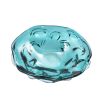 Beautiful blue glass bowl featuring an organic, curvaceous design