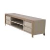 A stylish TV Unit by Eichholtz crafted from washed oak veneer and finished with a brushed brass frame 