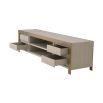 A stylish TV Unit by Eichholtz crafted from washed oak veneer and finished with a brushed brass frame 