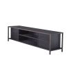 A sophisticated TV unit with a charcoal grey finish and bronze frame 