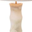 A wonderfully unique side lamp by Eichholtz with a bamboo stem base structured from alabaster and complete with fabric shade