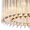 A luxurious, Art Deco inspired ceiling light by Eichholtz with an antique brass finish and rows of clear glass rods