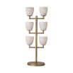 A luxurious, candelabra style side lamp crafted from alabaster with an antique brass finish