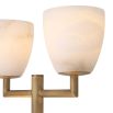 A luxurious, candelabra style side lamp crafted from alabaster with an antique brass finish