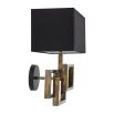 Art-deco inspired wall light with black shade and antique brass finish