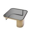 Dazzling coffee table with brushed brass frame and black glass table top