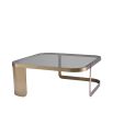 Dazzling coffee table with brushed brass frame and black glass table top