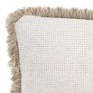 Delightful, rectangular cushion with beige fringe detail