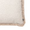 Sumptuous boucle cushion with beige fringe