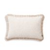 rectangular cushion in boucle finish with elegant beige fringe