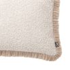 rectangular cushion in boucle finish with elegant beige fringe