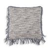 Gorgeous knit cushion with blue tones and fringe detail
