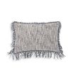 Rectangular cushion with alluring blue tones and fringe detail