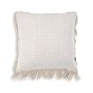 Luxurious Dupre Cushion in Lyssa Off-White with cream coloured fringe detail