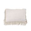 Luxurious rectangular cushion with cream coloured fringe