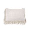 Luxurious rectangular cushion with cream coloured fringe