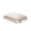 Luxurious rectangular cushion with cream coloured fringe