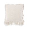 Luxurious cushion in boucle cream with fringe detail