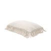 Delightful and charming rectangular cushion with cream fringe detail