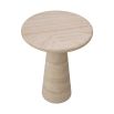 Sculpturally appealing side table in refreshing natural travertine finish