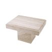 Alluring travertine finish square side table