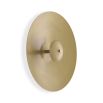 Striking disc-like design wall lamp in an alluring antique brass finish