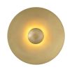 Striking disc-like design wall lamp in an alluring antique brass finish