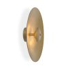 Striking disc-like design wall lamp in an alluring antique brass finish