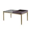 Sophisticated side table with eclectic mix of wood, brass and marble finishes