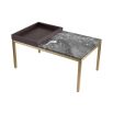 Sophisticated side table with eclectic mix of wood, brass and marble finishes