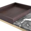 Sophisticated side table with eclectic mix of wood, brass and marble finishes