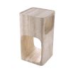 A sculptural side table by Eichholtz crafted from travertine with a Mid-Century appeal and multiple storage levels