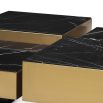Brass edge dimensional coffee table with black marble top