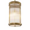 Modern luxurious pendant lamp with brass finish and ribbed glass effect
