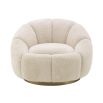 A beautiful swivel chair by Eichholtz with gentle curves, a soft-touch teddy upholstery and a brushed brass base