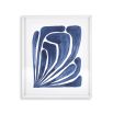 A set of two beautiful, blue tropical leaf prints with a sleek, white wooden frame 