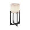 Captivating lamp with alabaster shade mounted on hammered bronze frame