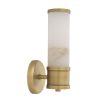 A glamourous wall lamp by Eichholtz with a cylindrical alabaster shade and brushed brass base