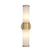 A luxury double wall lamp by Eichholtz with two bulbs, a translucent alabaster shade and brushed brass details