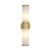 A luxury double wall lamp by Eichholtz with two bulbs, a translucent alabaster shade and brushed brass details