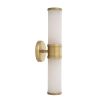 A luxury double wall lamp by Eichholtz with two bulbs, a translucent alabaster shade and brushed brass details