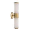 A luxury double wall lamp by Eichholtz with two bulbs, a translucent alabaster shade and brushed brass details