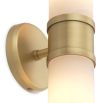 A luxury double wall lamp by Eichholtz with two bulbs, a translucent alabaster shade and brushed brass details