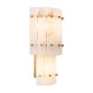 A luxury double wall lamp by Eichholtz with two rows of translucent alabaster panels and brushed brass details