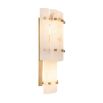 A luxury double wall lamp by Eichholtz with two rows of translucent alabaster panels and brushed brass details